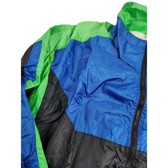 Pro Spirit Size L Large Vintage Windbreaker Jacket Green Blue Black - Picture 3 of 5